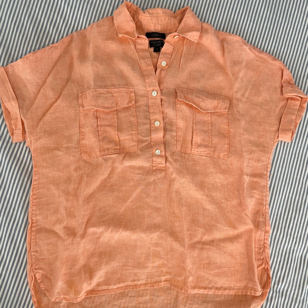 J.Crew Linen Peach Popover size 8